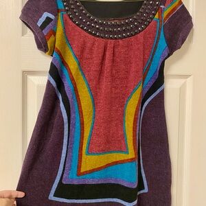 Colorful Beaded Neckline Sweater/Dress